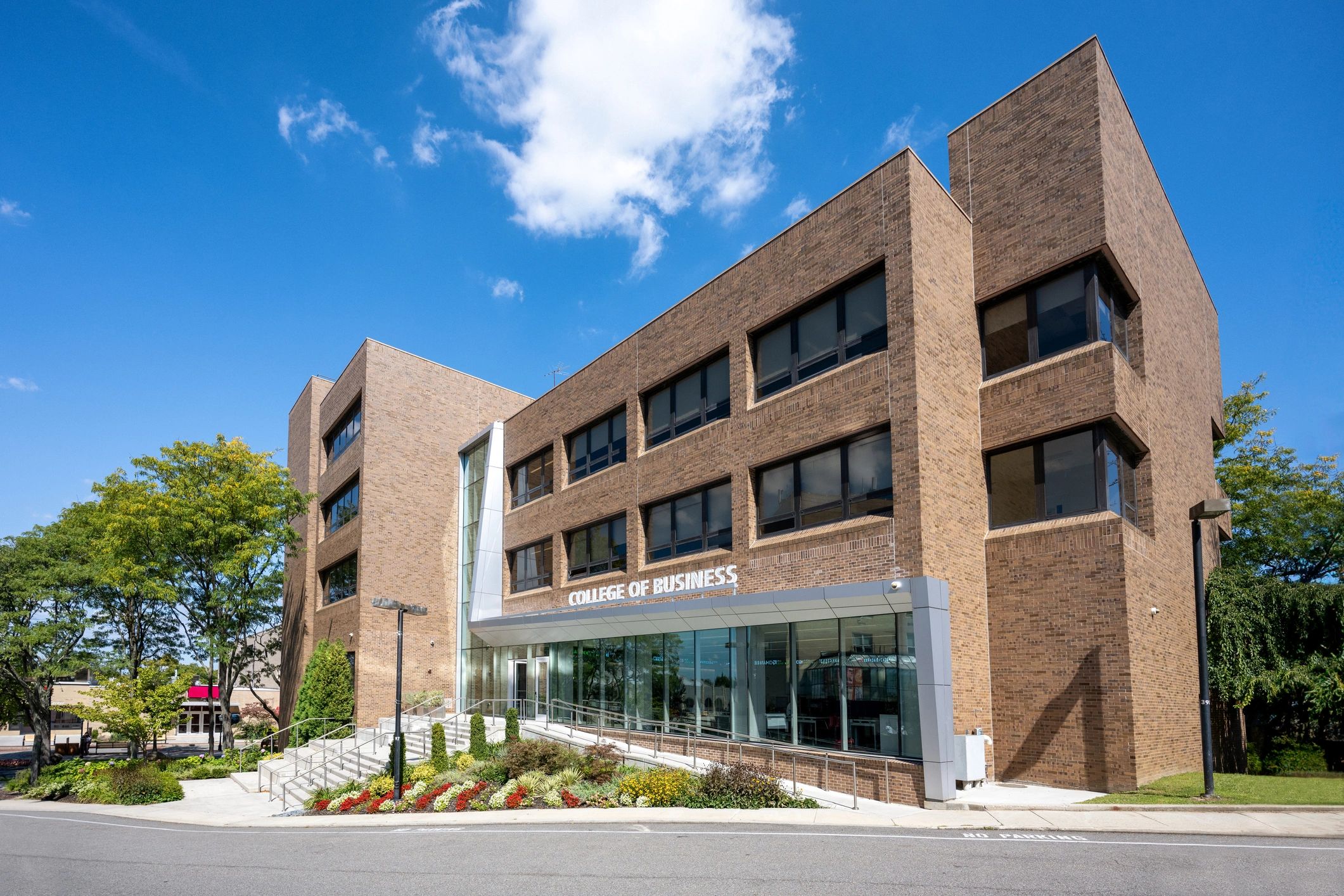 Glass-front building representing custom glass and mirror solutions
