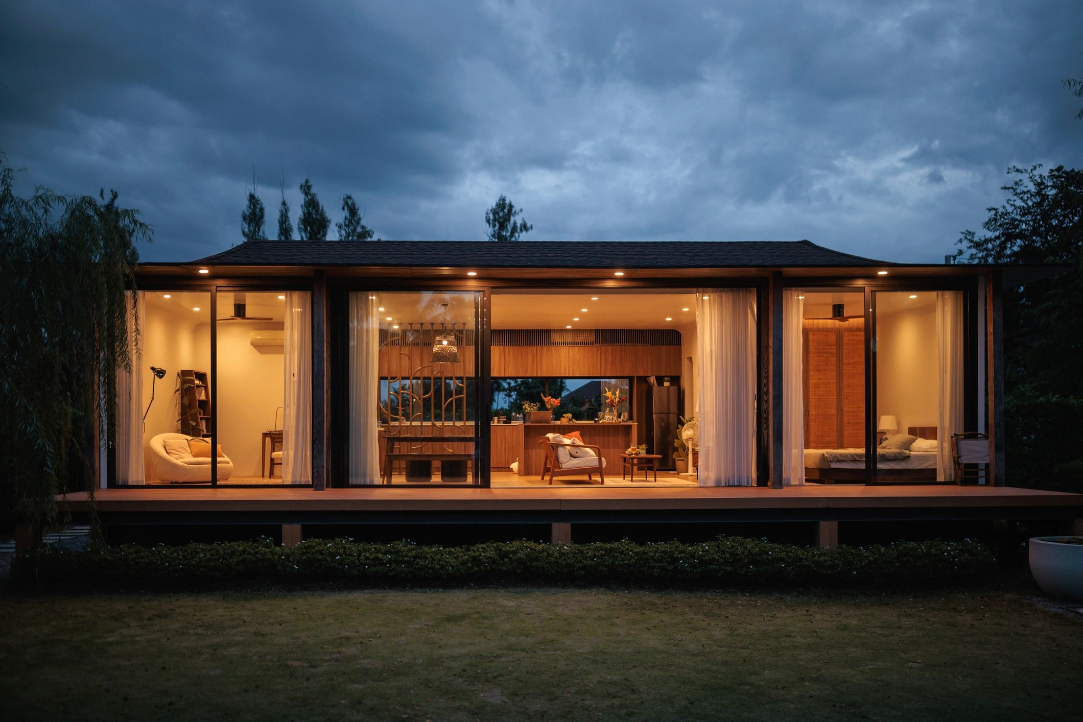Hurricane impact windows installed on a modern home
